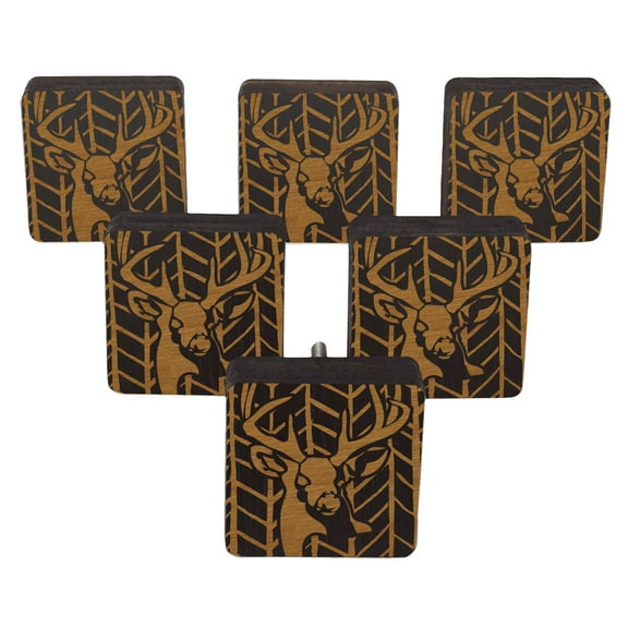 IBA Indianbeautifulart Brown Engraved Knobs Wooden Cupboard Door Knobs Pull Handle Pack of 10