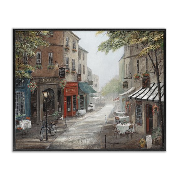 Stupell Industries French Country Classic European Urban Street Vintage Bistro Architecture Black Framed Giclee Art, 14 x 11, by Ruane Manning