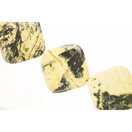 Puffed Heart Beads Puffed Green Serpentine Flat Round Beads Semi Precious Gemstones Size: 47x47mm Crystal Energy Stone Healing Power for Jewelry Making ()