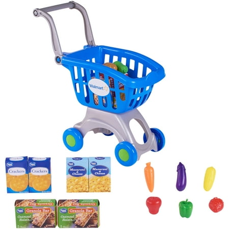 Spark. create. image shopping cart & food play set, blue, designed for ages 2 and
