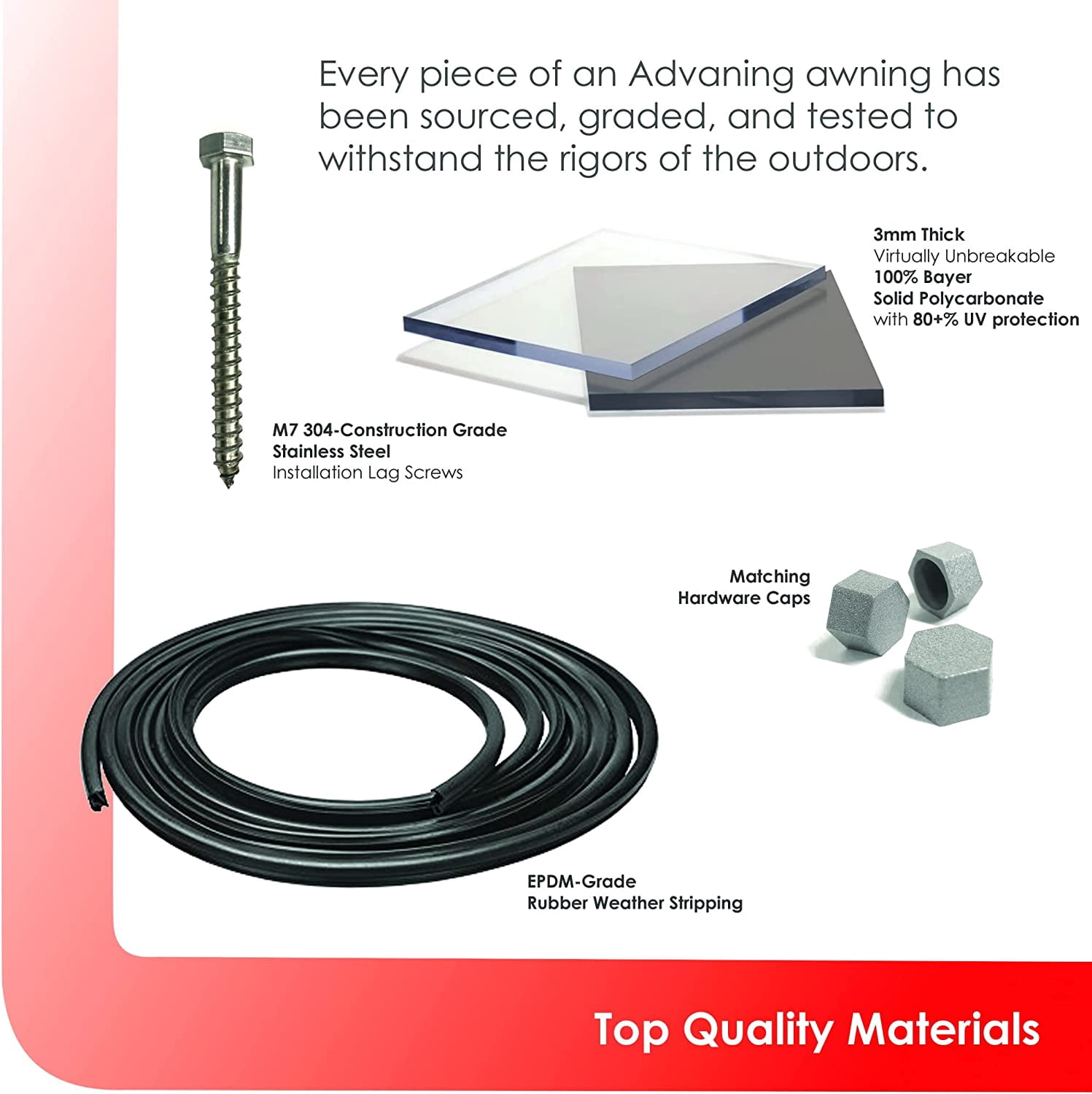 ADVANING 59"x35" Solid Polycarbonate Door Awning, PA Series, Tinted Gray Sheet, Aluminum Brackets, DA5935-PSS2A