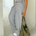 thumbnail image 3 of 2 Piece Office Suit Set Women 2 Piece Sweatsuits Outfit Tracksuit Sets Sleeveless Cropped Tops Wide Leg Sweatpants Streetwear Clothes Suit Gray M, 3 of 8