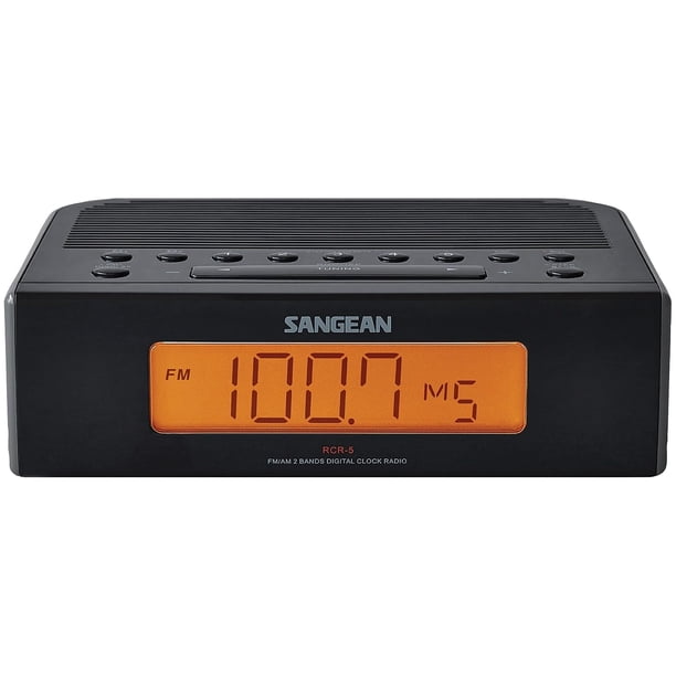 Radio-despertador Sangean RCR-5 digital AM/FM con alarma dual, color negro