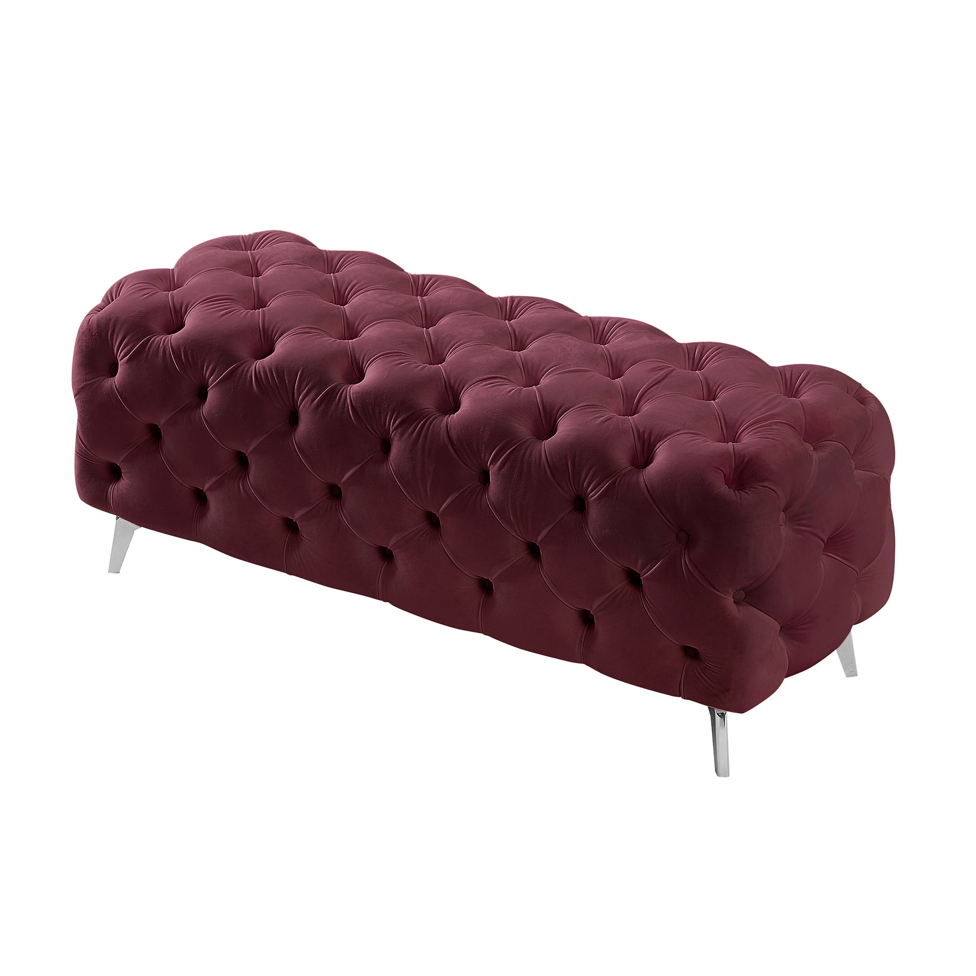 Kepooman 51 Inches Modern Velvet Bedroom Bench, Button-Tufted Upholstered Ottoman End of Bed Bench for Entryway Living Room Bedroom, Red Kepooman 51 Inches Modern Velvet Bedroom Bench, Button-Tufted Upholstered Ottoman End of Bed Bench for Entryway Living Room Bedroom, Red