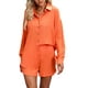 thumbnail image 1 of VISgogo, pantalones cortos para mujer, traje de ocio, estampado a la moda/color sólido, manga larga, camisa de un solo pecho, pantalones cortos con cintura elástica VISgogo moda, 1 of 5