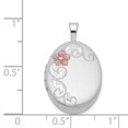 thumbnail image 3 of 925 Sterling Silver Flower 19mm Oval Locket Pendant Charm, 3 of 7