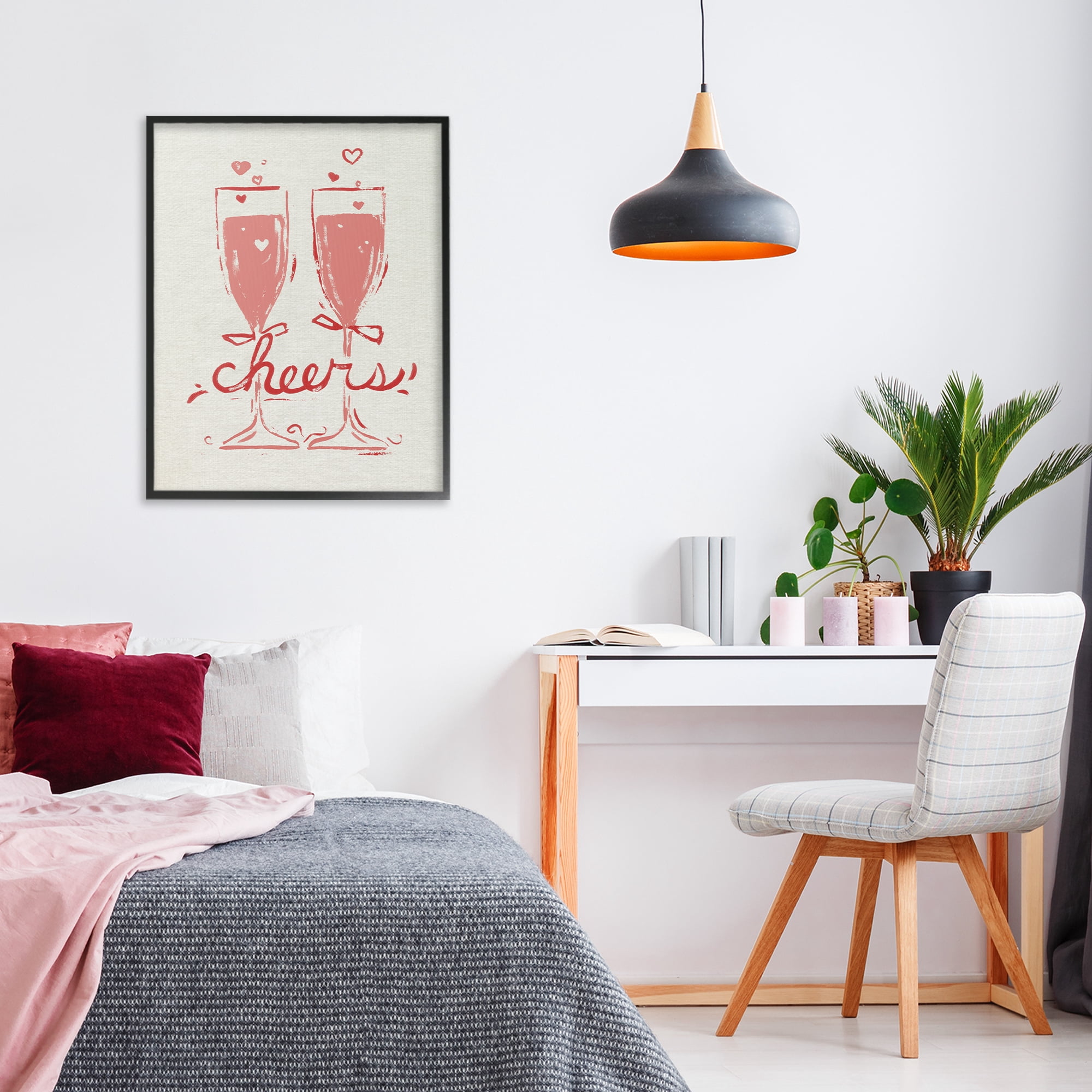 Stupell Industries Romantic Cheers To Love Black Framed Giclee Art, design by June Erica Vess