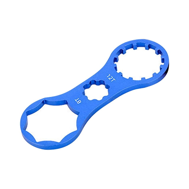 Transemion Clé de Fourche avant de Vélo Outils de Réparation en Alliage d'Aluminium Clé de Retrait de Réparation de Vélo Destinée pour SUNTOUR XCM/XCR/XCT/RST B Bleu (27mm-28mm) 1ensemble
