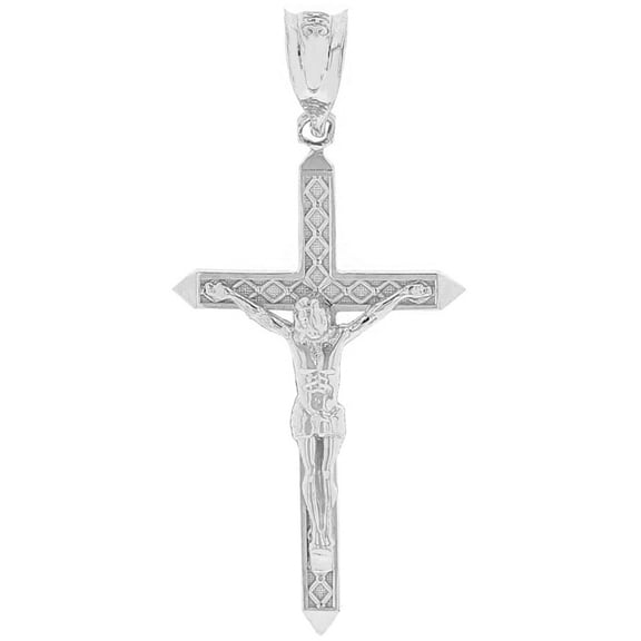 .925 Sterling Silver Passion Cross Crucifix Pendant Necklace 1.23" ( 31 mm ) (Pendant Only)