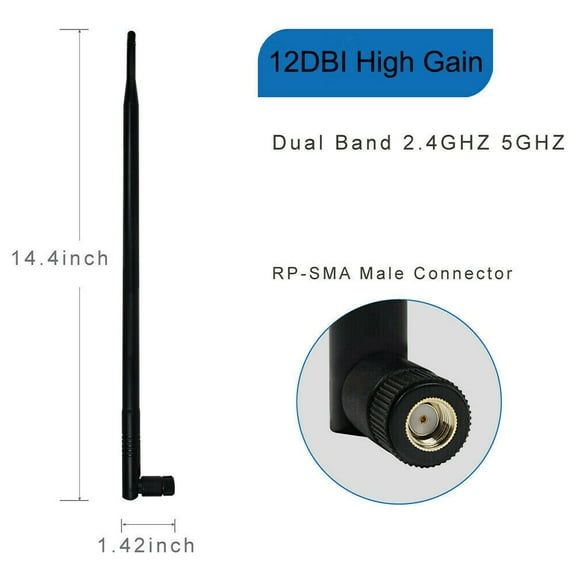 2.4Ghz Wifi Antenna 12Dbi Antena Rp-Sma Connector Male High Gain Wifi Router Wireless Antenna Networking Router Cable Pigtail Smile Home