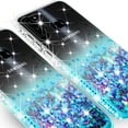thumbnail image 4 of For Samsung Galaxy A21 Case w/ TPU Screen Protector Liquid Quicksand Glitter Cute Bling Girls Women [Shock Proof] for For Samsung Galaxy A21 - Clear/Teal, 4 of 5