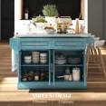 thumbnail image 4 of Rolling Kitchen Island Cart with 47″ Stainless Steel Top, Portable Kitchen Island Table with Wheels, Adjustable Shelves, Drawers & Accessory Racks, 4 of 6