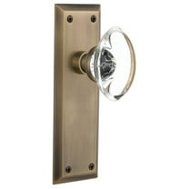 Nostalgic Warehouse Nykocc_Dp_Nk Oval Clear Crystal Solid Brass Dummy Door Knob Set -