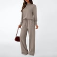 thumbnail image 3 of SUNBS Two Piece Sets for Women Fall Outfits Lounge Sets Mock Neck Tops Wide Leg Pants Vacation Travel Airport Outfits, 3 of 7