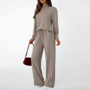 SUNBS Two Piece Sets for Women Fall Outfits Lounge Sets Mock Neck Tops Wide Leg Pants Vacation Travel Airport Outfits