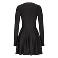 thumbnail image 3 of Quinlirra Womens Sweater Dress Women's Round Neck Waist Cinched Knitted Sweater Dress Black M, 3 of 4
