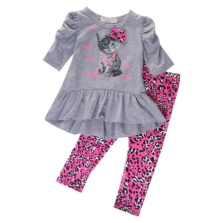

Toddler Baby Girls Outfit Sets Long Sleeve Ruffle Tops+ Floral Pants Autumn Winter Clothes Set