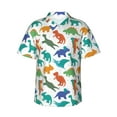 thumbnail image 4 of Wukai Colorful Dinosaur Men's Hawaiian Shirt Short Sleeve Casual Button Down Summer Beach Aloha Shirt Tropical Print Holiday Party, 4 of 8