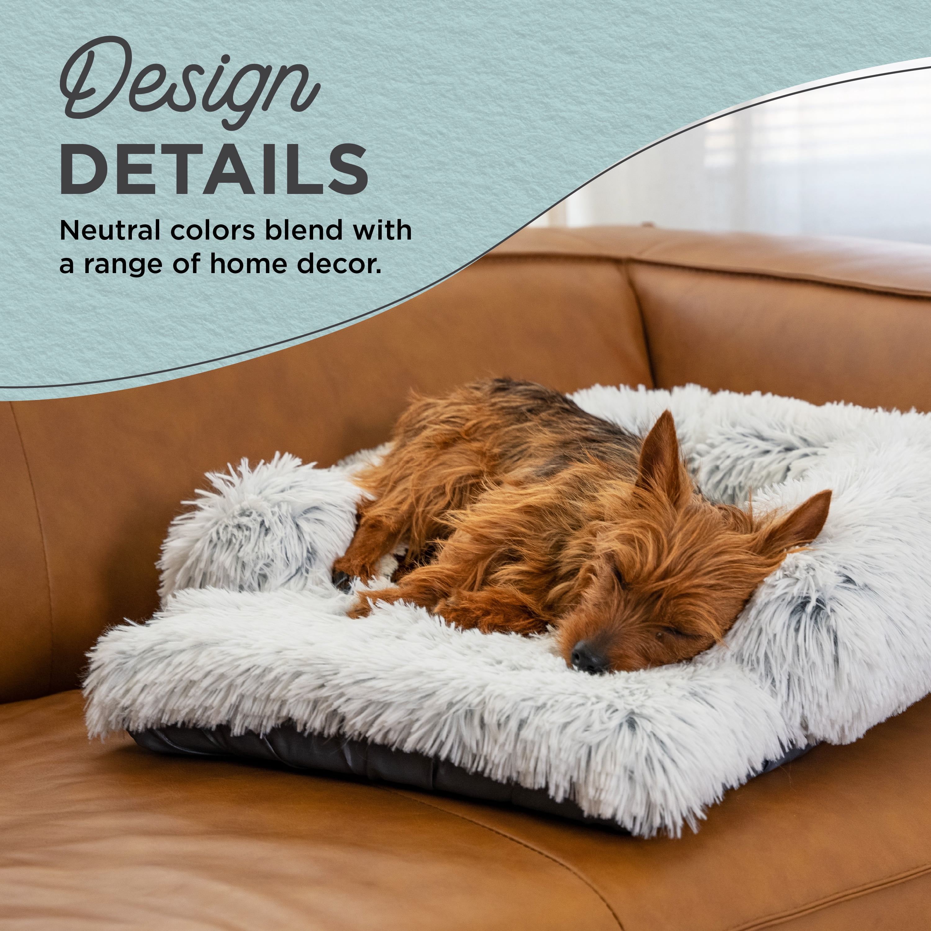 Best Friends by Sheri Nap Mat Dog Bed with Bolster - Washable Crate Pad and Removable Cover, Frost, Small, 22x15