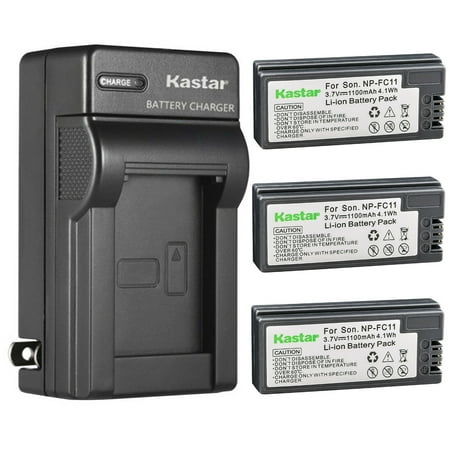 Image of Kastar 3-Pack Battery and AC Wall Charger Replacement for Sony NP-FC11 NP-FC10 Battery Sony BC-VC10 Charger Sony Cyber-shot DSC-P8L DSC-P9 DSC-P7 DSC-P2 DSC-P3 DSC-P5 DSC-F77 DSC-P10 DSC-P12 Cameras
