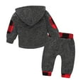 thumbnail image 3 of Toddlers Baby Girls Boy Long Sleeve Plaid Hoodie Top Pants Outfit with Pocket Fleece Clothes, 3 of 7