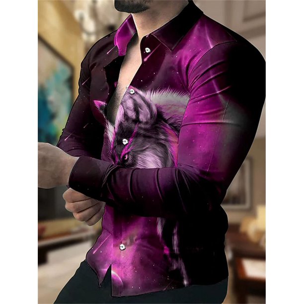 2024 nueva camisa social de lujo para hombres, camisa con botones de solapa, camisa tipo cárdigan de manga larga con estampado de parches, camisa de calle para hombres para club de graduación
