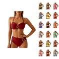 thumbnail image 1 of Womens Bikini 2026 Fashionable Metal Buckle Adjustable Straps Top with High Waisted Bottom Swimming Suits for Women 2 Pieces, 1 of 4