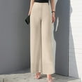thumbnail image 2 of Pantalones acampanados de gasa de cintura alta para mujer: parte trasera elástica, cremallera lateral, tejido fluido, para bodas y cócteles, 2 of 7