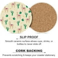 thumbnail image 6 of Round Drink Coasters 2 Pcs Llama and Cacti Absorbent Ceramic Coaster with Cork Base for Coffee Cups Housewarming Gift for Home Decor, 6 of 6