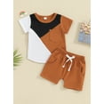 thumbnail image 2 of Suealasg 2Pcs Kids Baby Boys Summer Clothes Contrast Color Pocket Short Sleeve T-Shirts Tops and Elastic Waist Shorts 6M 1T 2T 3T Toddler Boys Casual Beach Outfits, 2 of 9