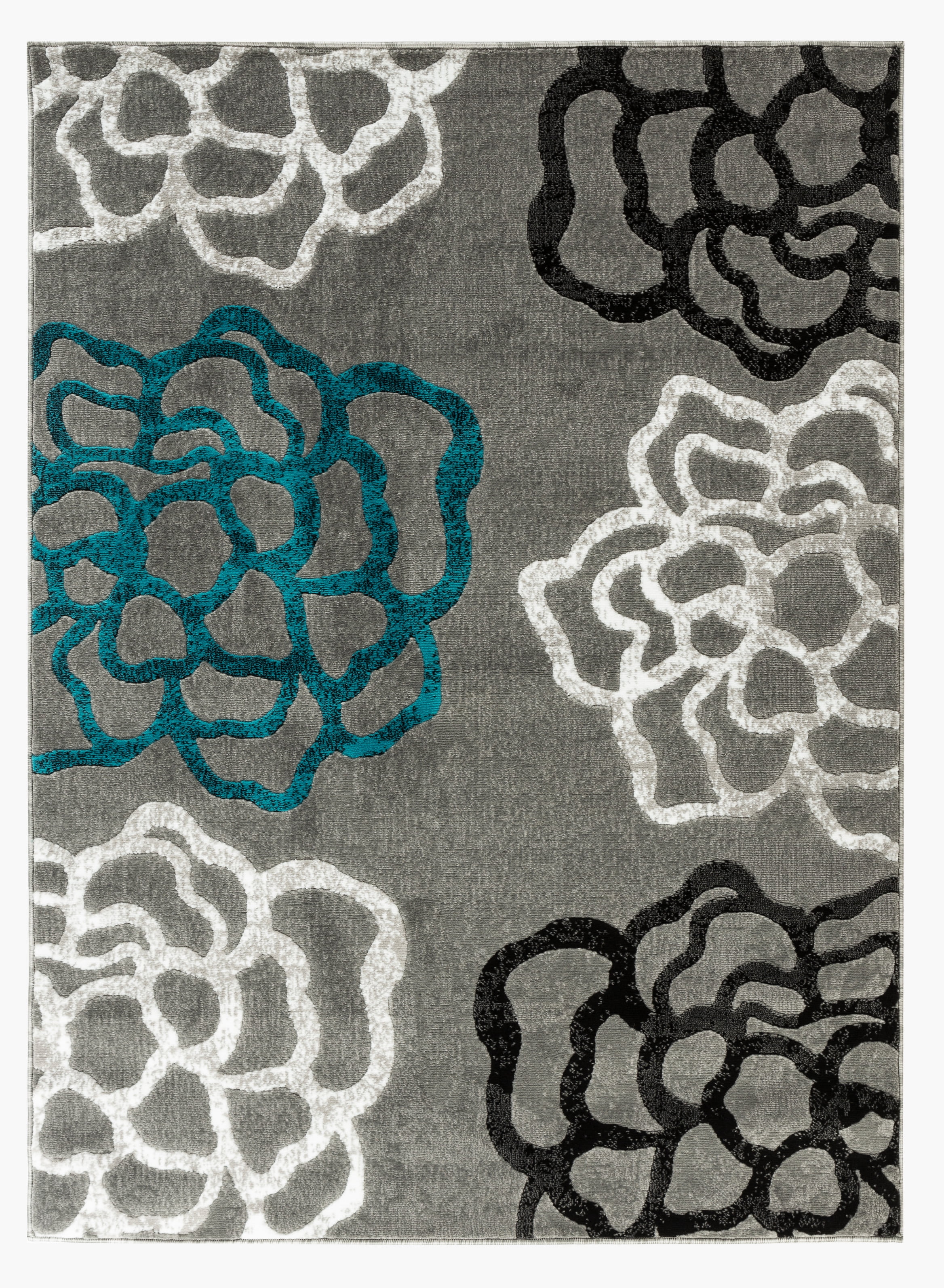 Take a look at this teal & orange floral rug today! Newport Collection - Gray, Teal Floral Medallion Modern Area Rug