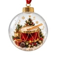 thumbnail image 2 of Christmas Ornament with Battery Operated Led Lights, 3D Drum Scene, Clear and Red, for Tree Hanging, Holiday Decoration, 2 of 4