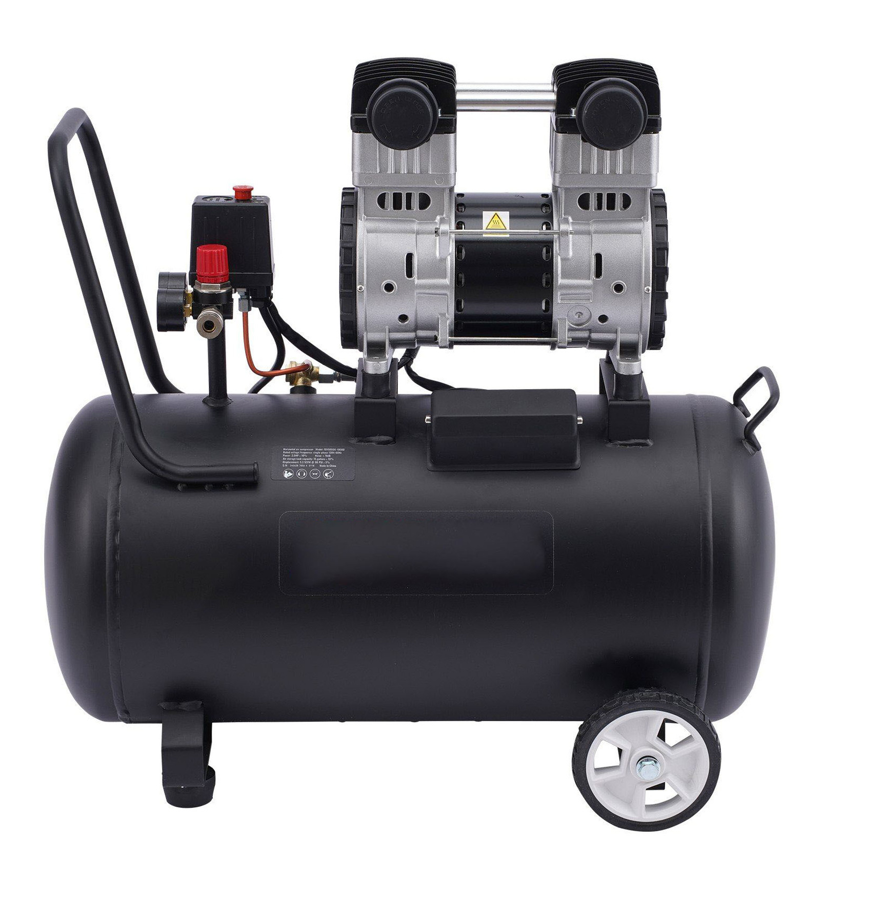 Air Compressor, 15 Gallon 90 PSI Oil-Free Portable Compressor, 2HP Horizontal Air Compressor for Nailing, Painting, Tire Inflation, Auto Repair