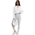 thumbnail image 4 of Women'S Mesh Sheer Zip Up Jacket Mock Neck Light-Weight Athletic Outerwear with Pockets White L, 4 of 9