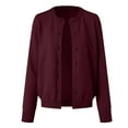 thumbnail image 6 of idosla Women's Cardigan Sweaters Lightweight Crew Neck Button Down Long Sleeve Fall Fashion Outfits 2025 (Wine, S), 6 of 9