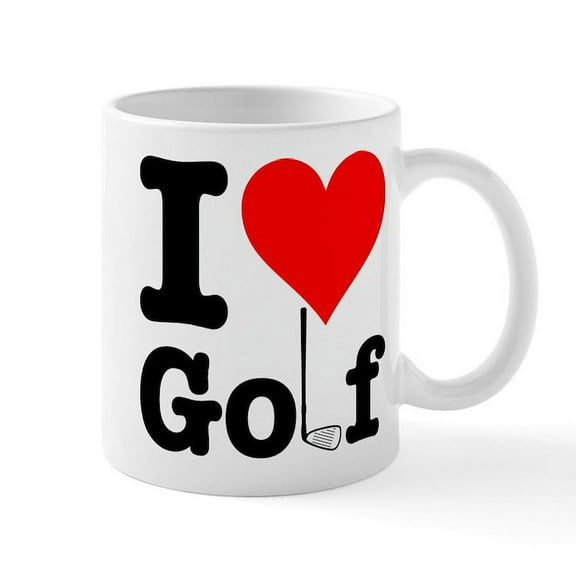 CafePress - I Heart Golf Mug - 11 oz Ceramic Mug - Novelty Coffee Tea Cup