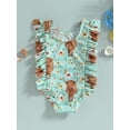 thumbnail image 4 of Bagilaanoe Newborn Baby Girl One-Piece Swimsuit Floral Print Sleeveless Swimwear 1T 2T 3T 4T 5T Kid Ruffle Bathing Suit, 4 of 8