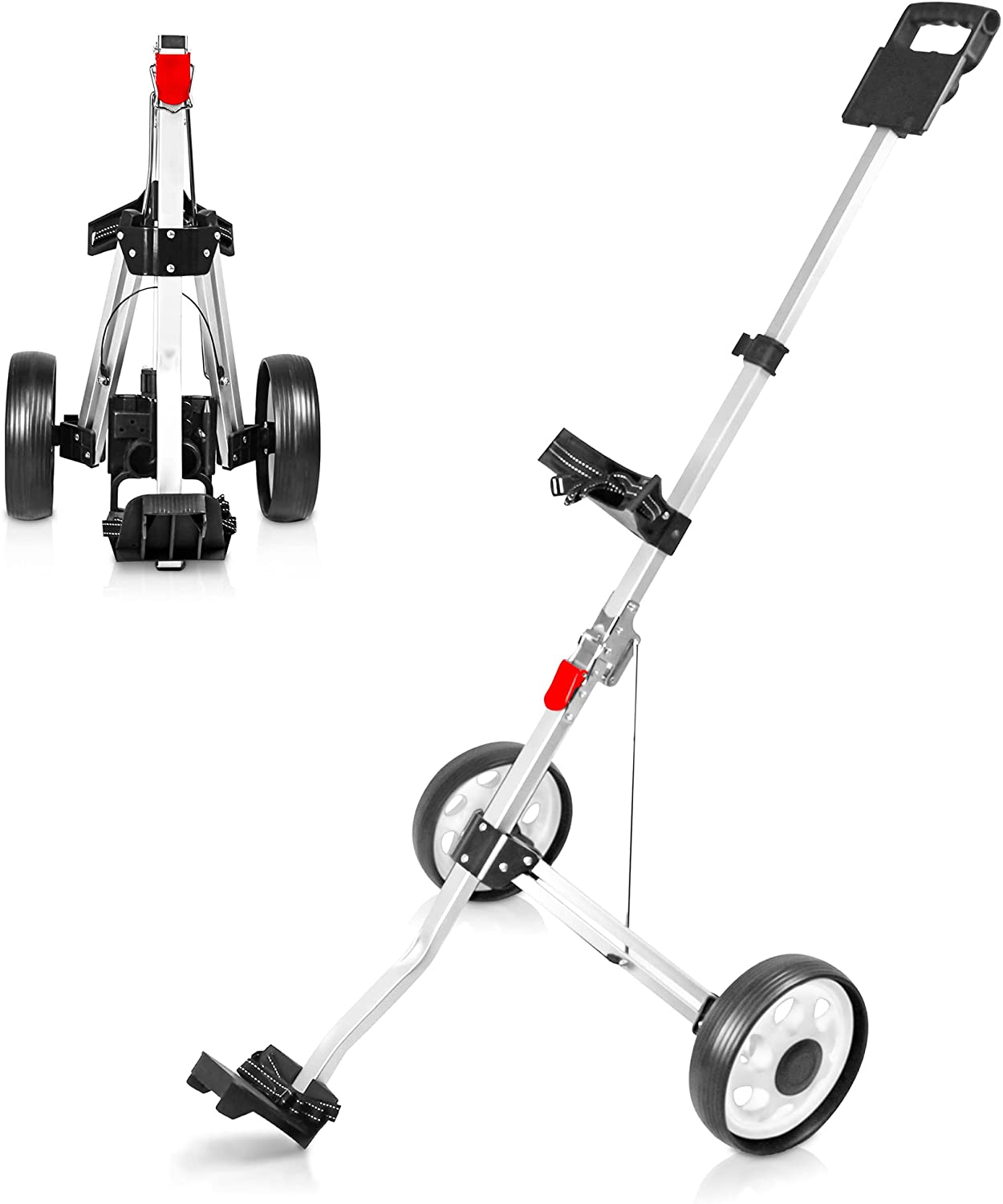 BOBOPRO 2 Wheel Golf Push Cart Lightweight Folding Golf Walking Push Cart Roller Golf Bag