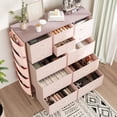 thumbnail image 2 of PORKISS Fabric Dresser for Bedroom 12 Drawer with 5 Side Pockets 2 Hooks, Chest of Drawers Dresser with Steel Frame Wooden Top for Living Room, Bedroom, Hallway, Pink, 2 of 13