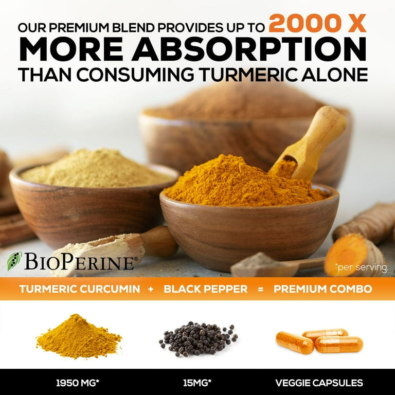 Turmeric Curcumin 1950mg with BioPerine, 95% Standardized