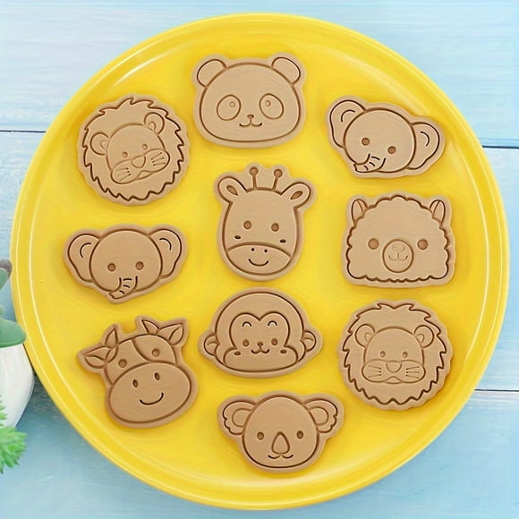 8-Piece Forest Animals Cookie Cutters Set: Giraffe, Lion, Panda, Elephant, Cow, Monkey, Koala Shapes, Pastry Embosser, Baking Tools & Kitchen Accessories