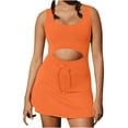 thumbnail image 2 of Brilliant Plus Size Clearance Tennis Dress for Women Workout Dress with Built in Shorts and Bra Cut Out athletic Dresses Orange XL, 2 of 9