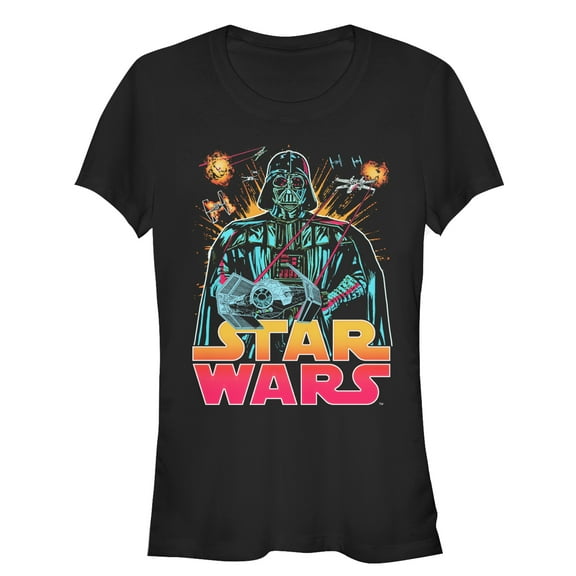 Junior's Star Wars Darth Vader Ombre Logo Graphic Tee Black X Large