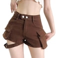 thumbnail image 2 of Sngxgn Womens Hiking Cargo Shorts Summer Half Pants Travel Shorts with Zipper Pockets(Coffee,L), 2 of 9