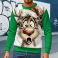 thumbnail image 4 of Telankuip Funny Reindeer Graphic Christmas Sweatshirts for Men 2025 Fashion Color Block Long Sleeve Crewneck Pullovers 3D Printed Xmas Holiday Hoodless Tops Green 2XL, 4 of 4