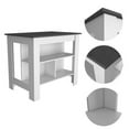 thumbnail image 2 of Knubmt Kitchen Island with 3 Shelves, Wood Island Table for Living Room, Dining Room, Kitchen, White + Gray, 2 of 6