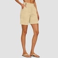 thumbnail image 4 of vigerkar High Waisted Shorts Women Cotton Button Detail Casual Shorts Vacation Short Pants with Pockets, Lightweight Classic Fit Summer Beach Travel (Beige, XL), 4 of 7