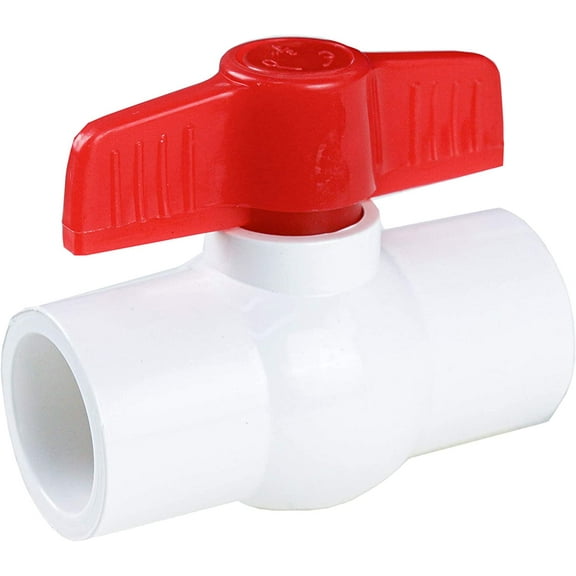 White 0.5in PVC Ball Valve Water Pipe Shut-off Valve Socket Inline you can control the handle very easily No leak(1/2 Inch)
