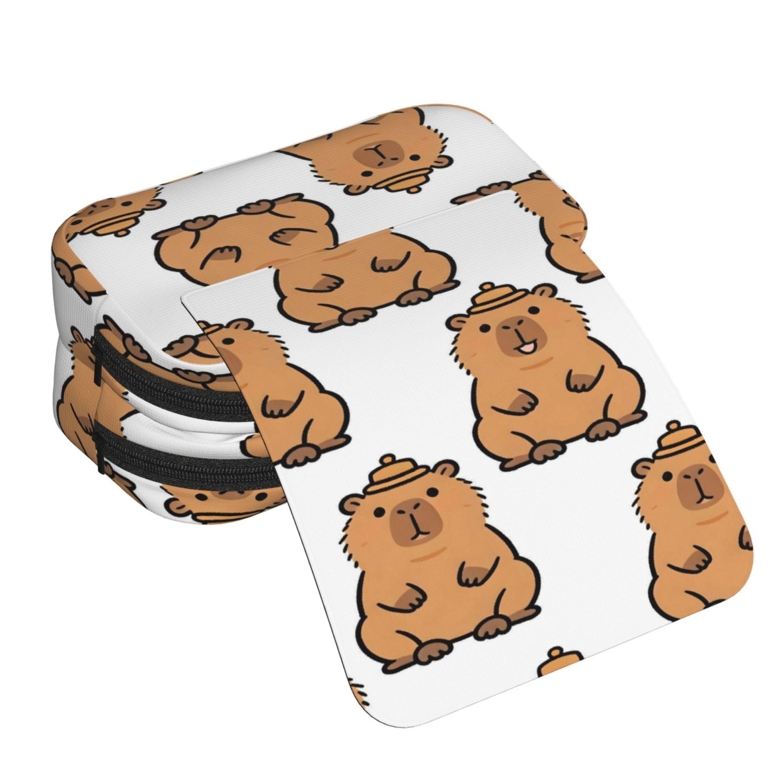 Large-Capacity Flip-Top Double-Layer Pencil Case, Multi-Functional Pocket Pen Case, Durable Stationery Organizer Cartoon Capybara