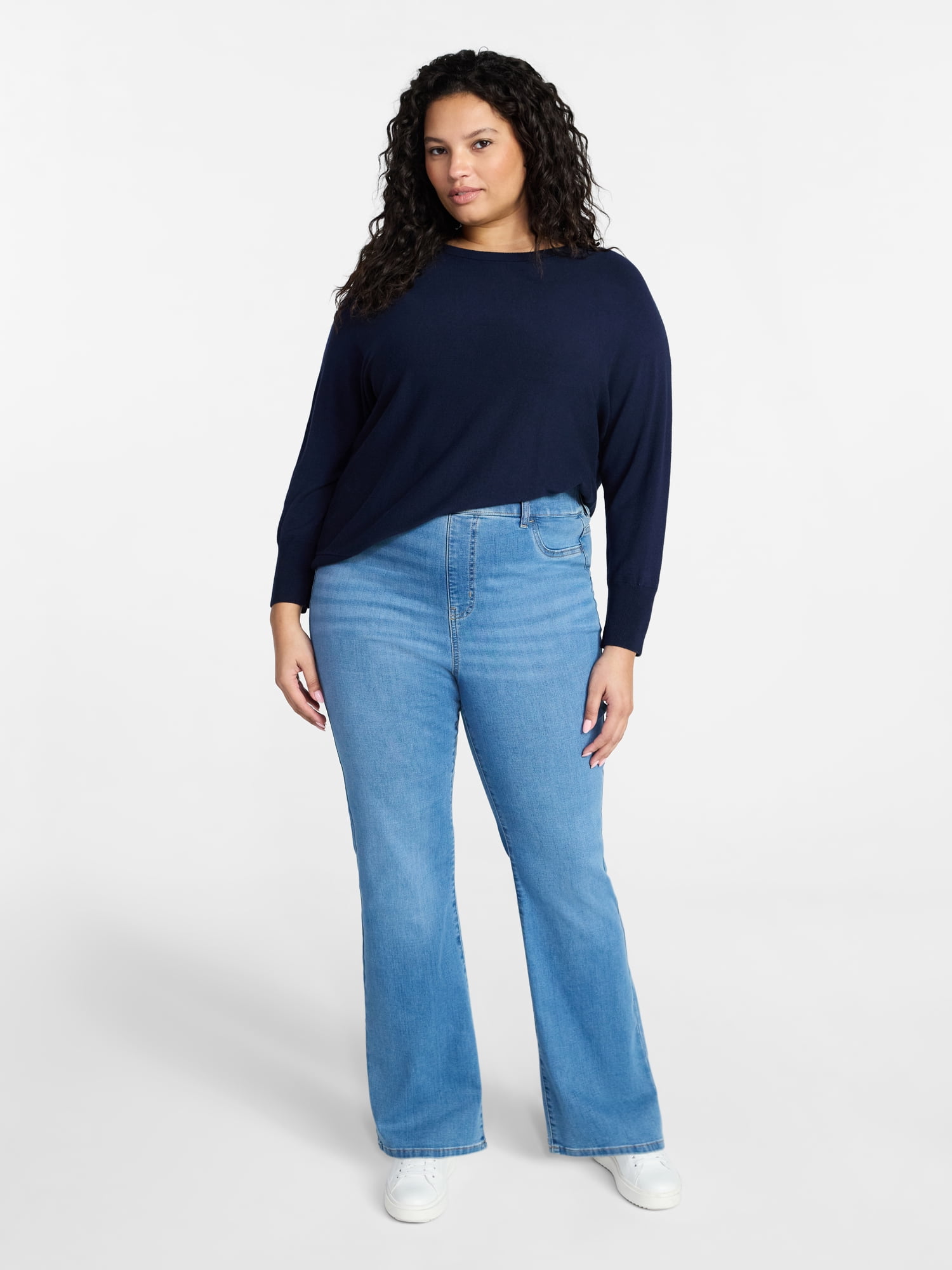 Terra & Sky Women's Plus Size Fine Gauge Dolman Sweater, Sizes 0X-5X
